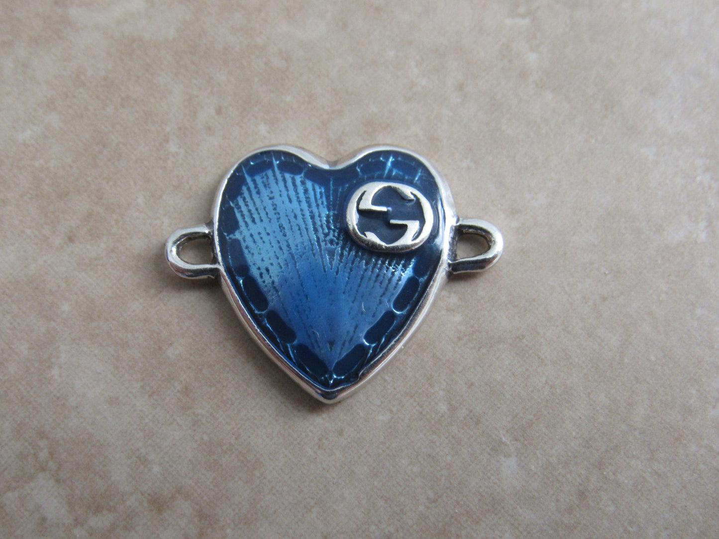 Gucci Upcycled Blue Sterling Double Side Heart Charm!