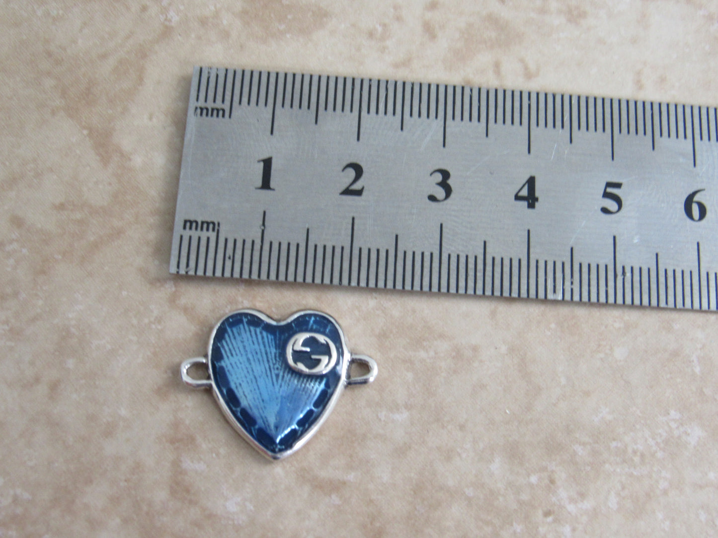 Gucci Upcycled Blue Sterling Double Side Heart Charm!