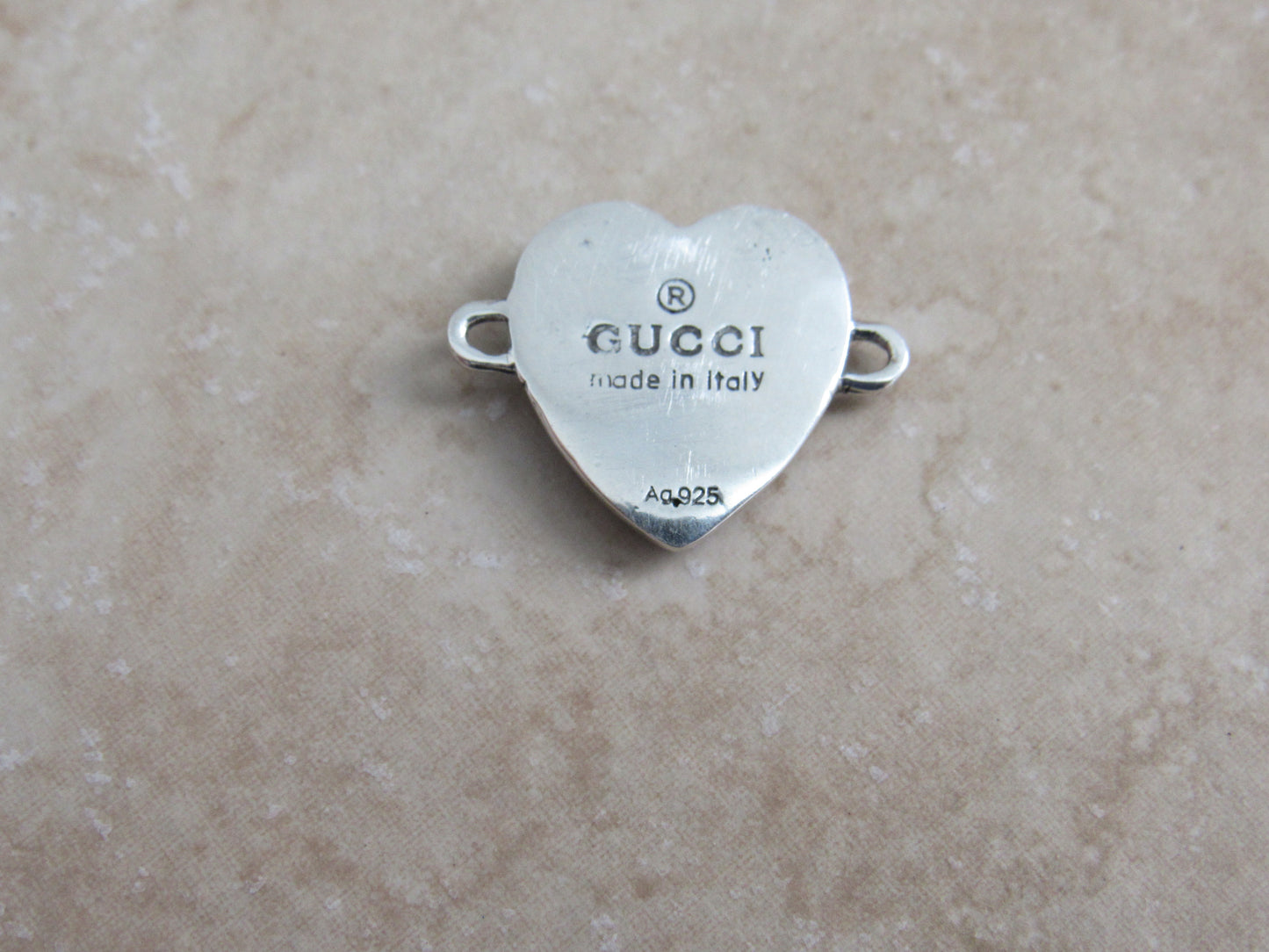 Gucci Upcycled Blue Sterling Double Side Heart Charm!