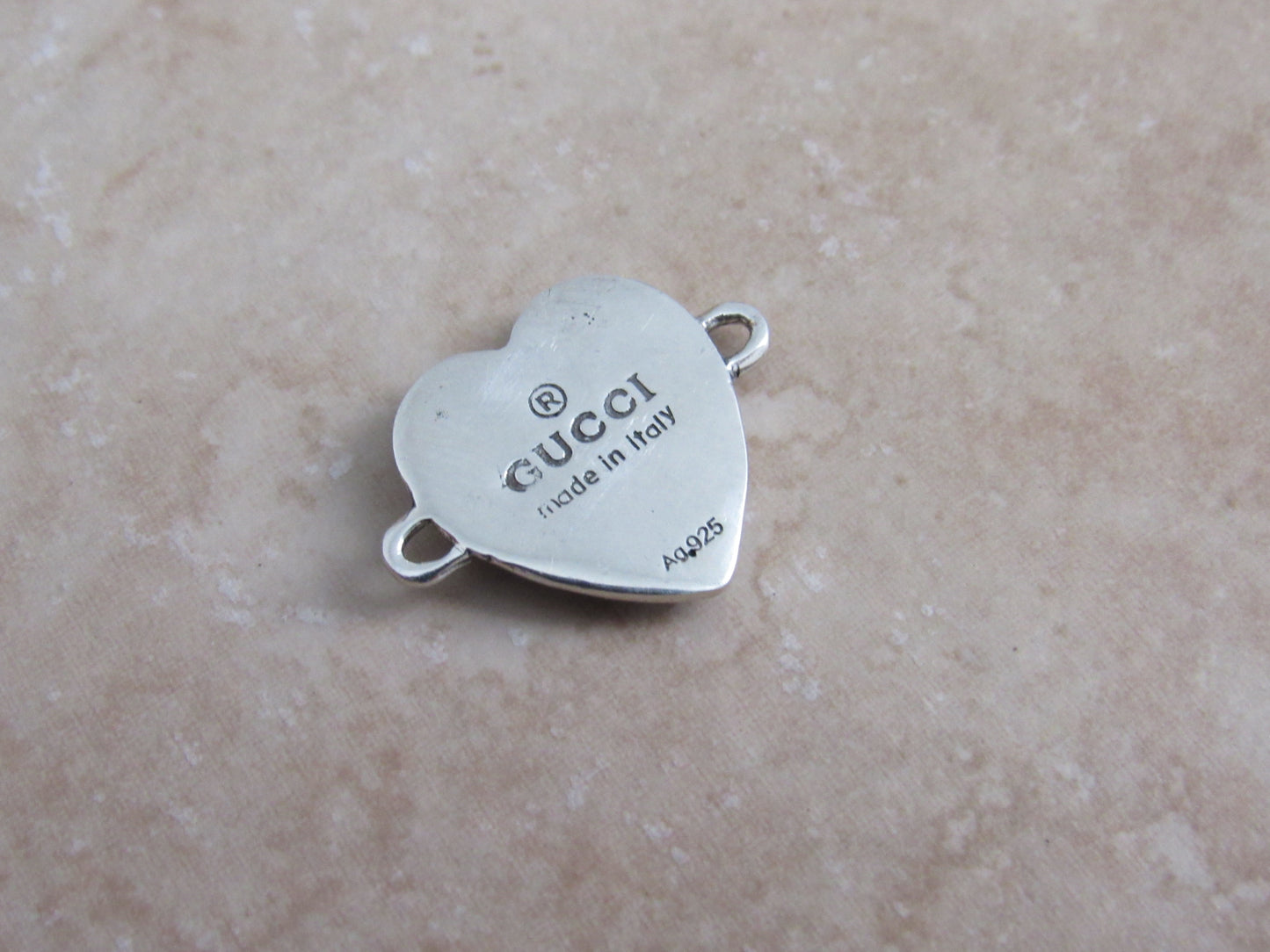 Gucci Upcycled Blue Sterling Double Side Heart Charm!