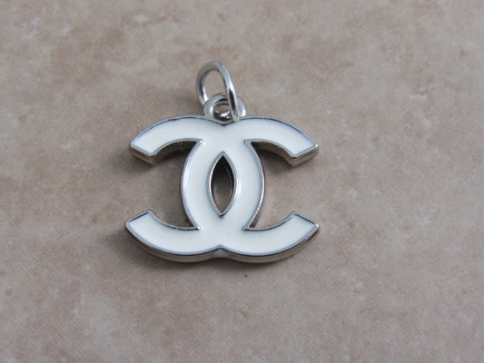 Chanel CC Double Sided White And Silver Zipper Pull Charm!