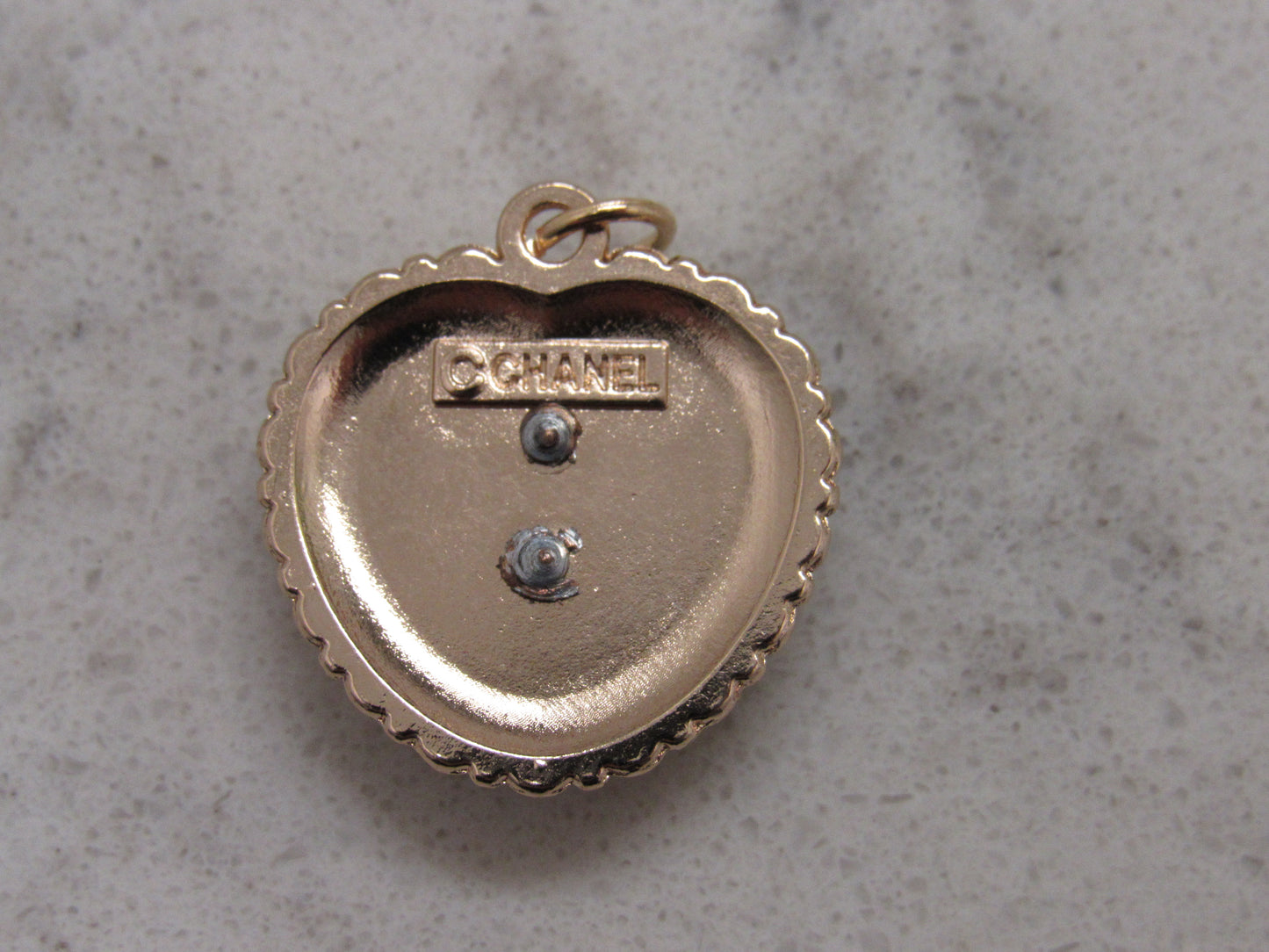 Chanel CC White Heart Crystal Lined Retro Charm Zipper Pull!