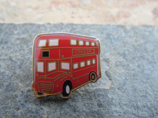 Burberry London Red Brass Double Stacked Bus Pin Brooch!
