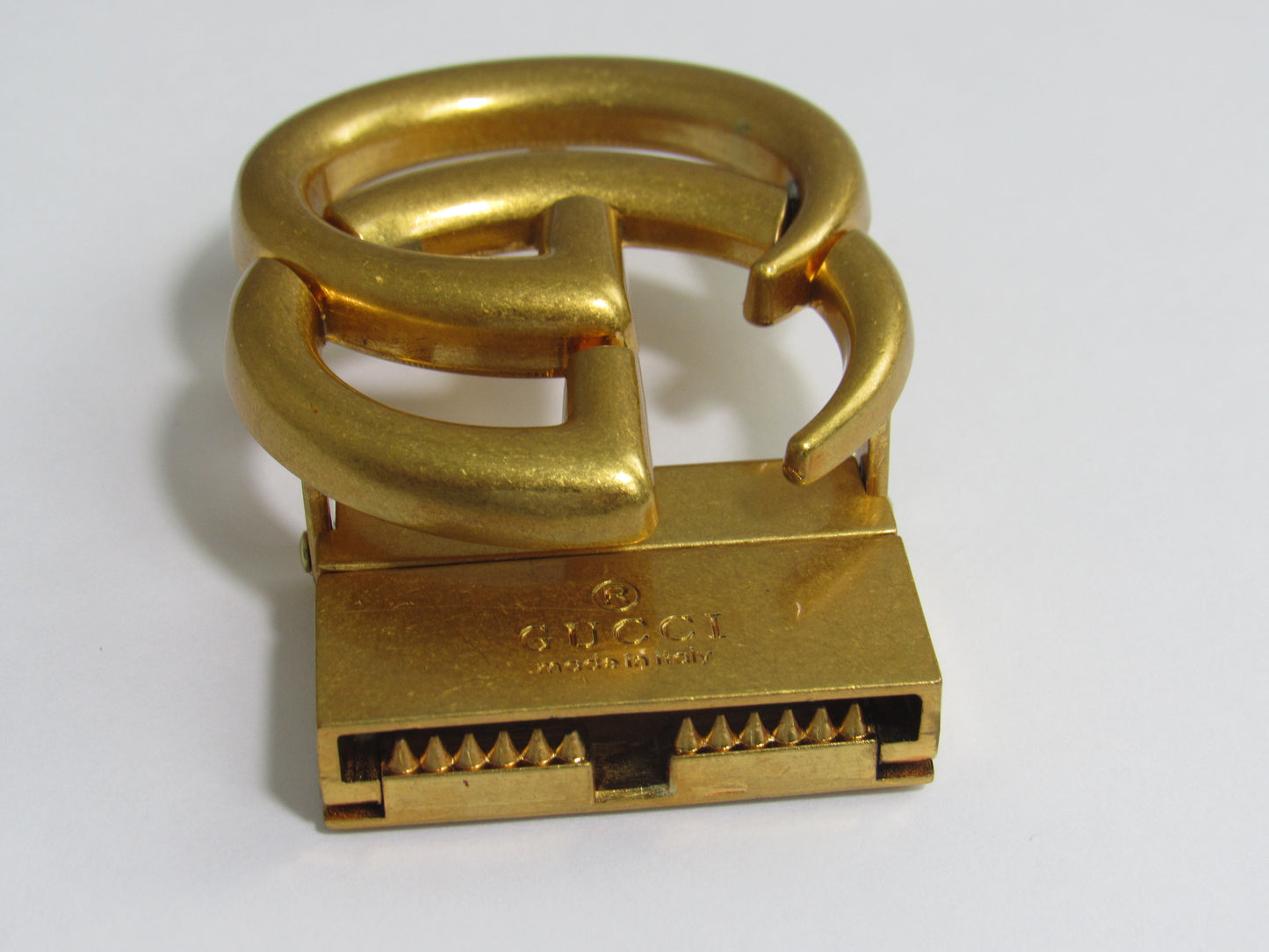 Gucci Italy Unisex Brass Engraved Reversible Belt Buckle!