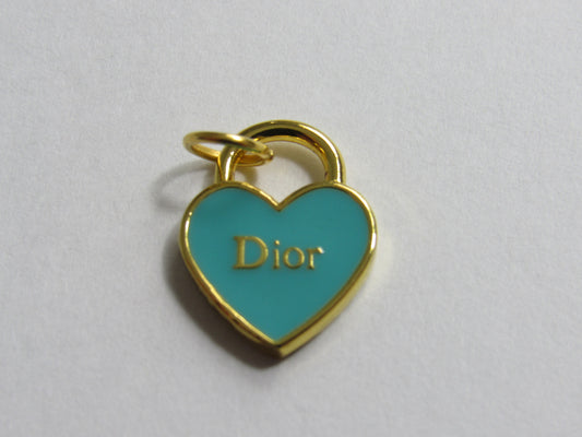 Christian Dior Teal And Gold Heart Double Side Baked Charm!