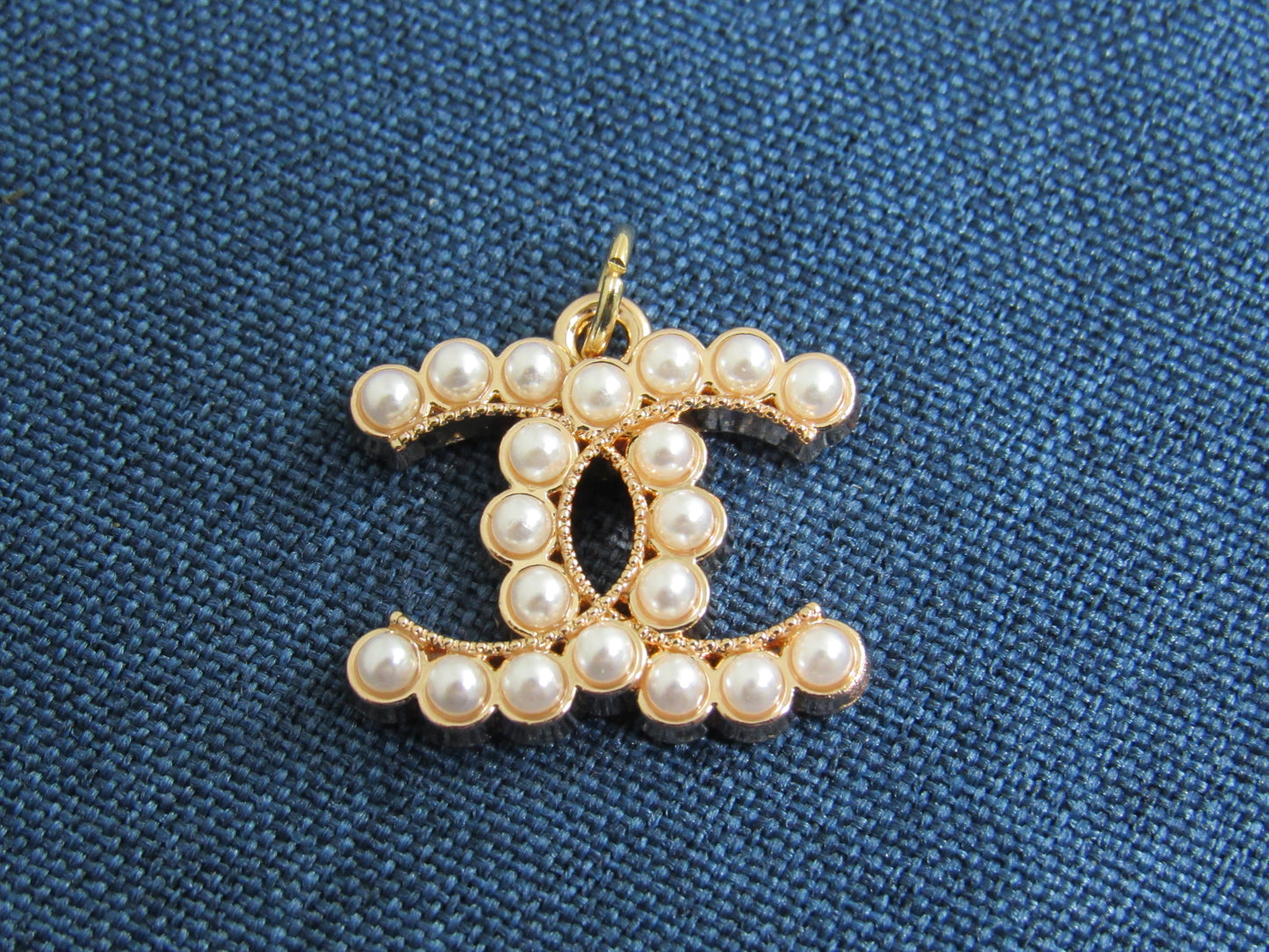 Chanel Pearl Lined Gold Tone Zipper Pull Charm Stamped!