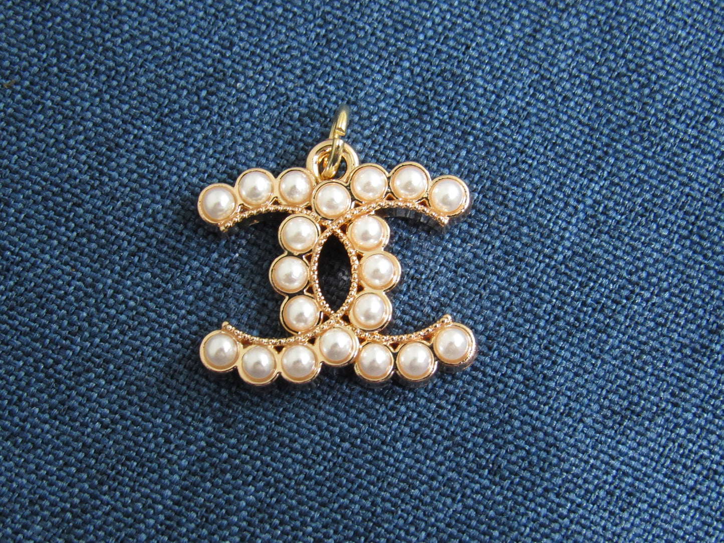 Chanel Pearl Lined Gold Tone Zipper Pull Charm Stamped!