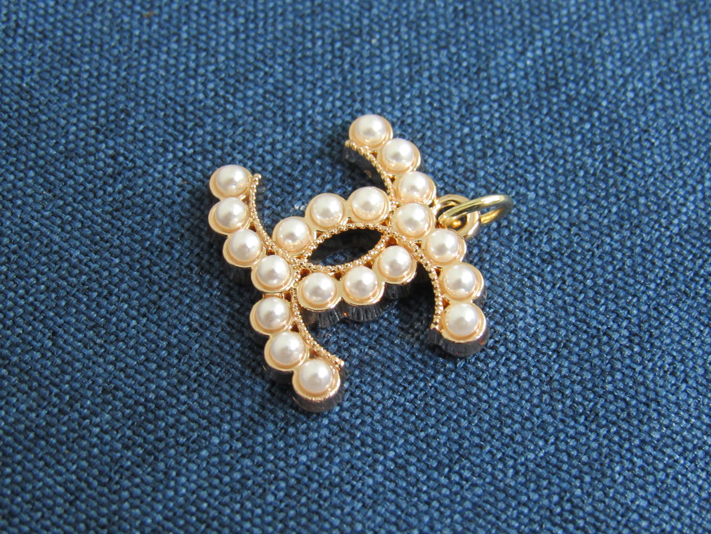 Chanel Pearl Lined Gold Tone Zipper Pull Charm Stamped!