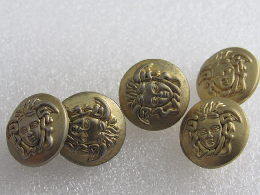 Lot of 5 Brass Vintage Versace Buttons Unstamped!