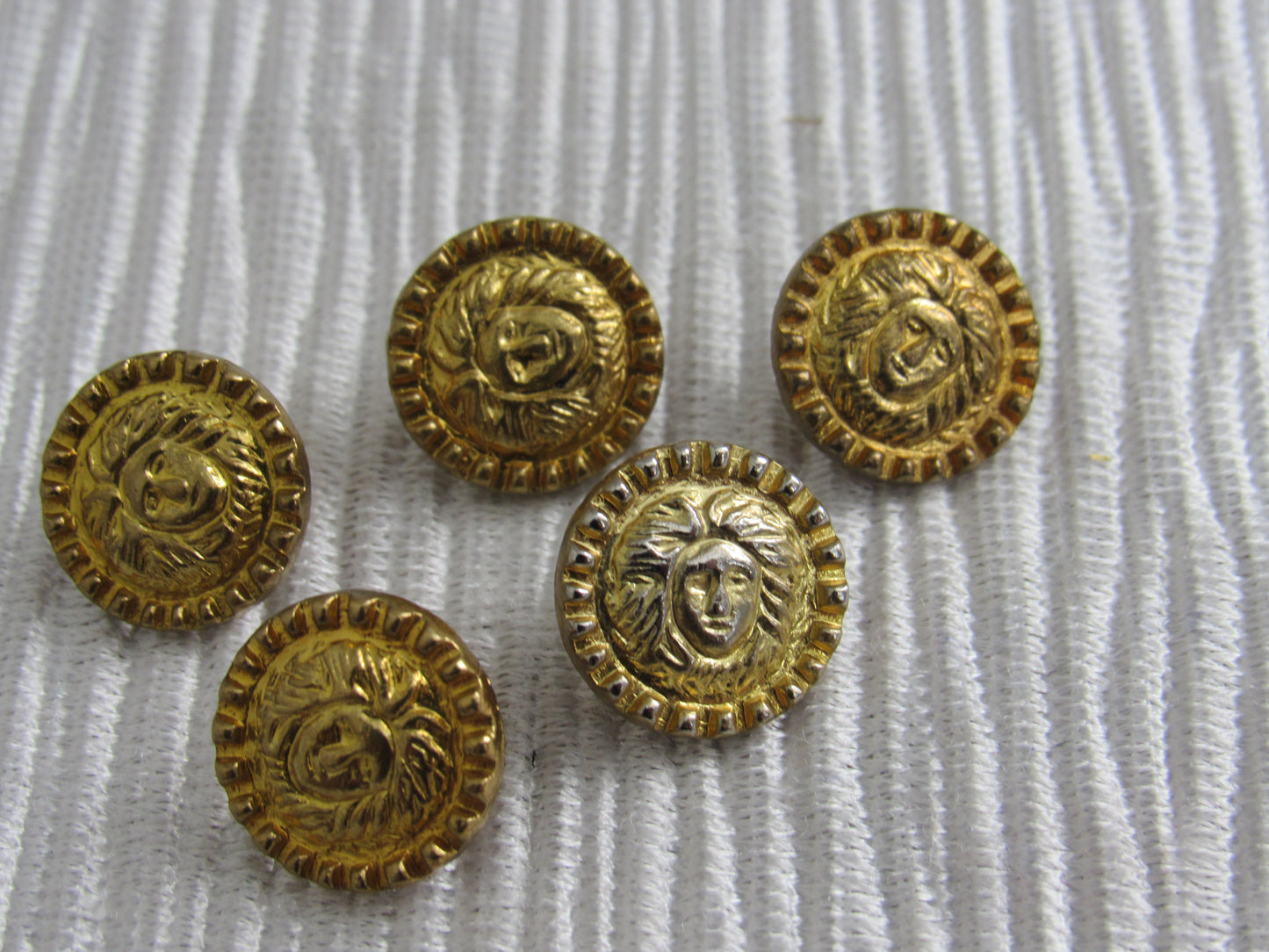 Lot of 5 Vintage Gold Tone Versace Medusa Buttons!