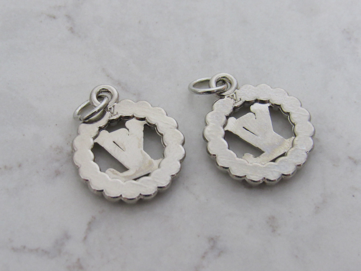 Lot Of 2 Louis Vuitton Pearl Lined Silver Oval Zipper Pulls!