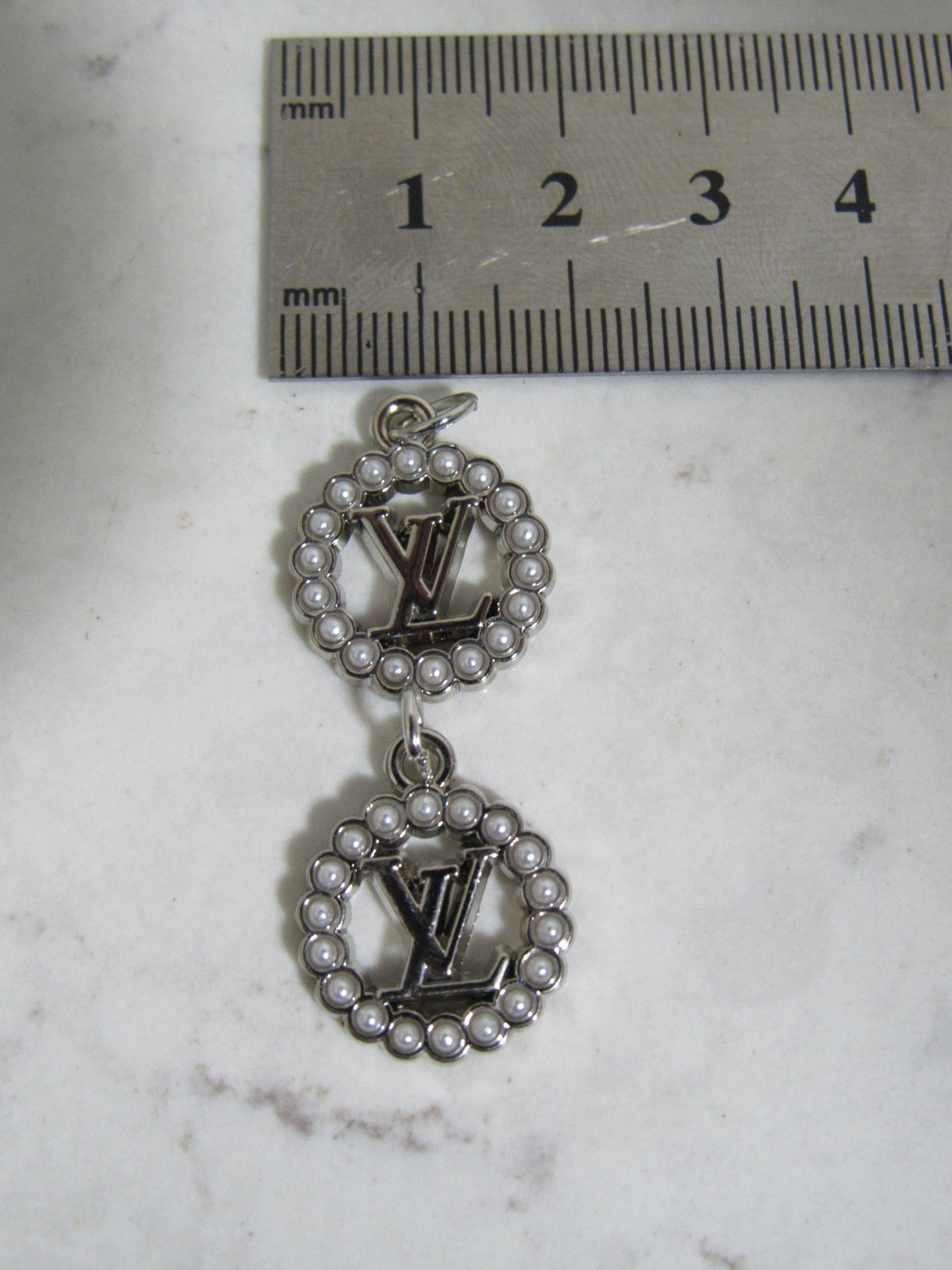 Lot Of 2 Louis Vuitton Pearl Lined Silver Oval Zipper Pulls!