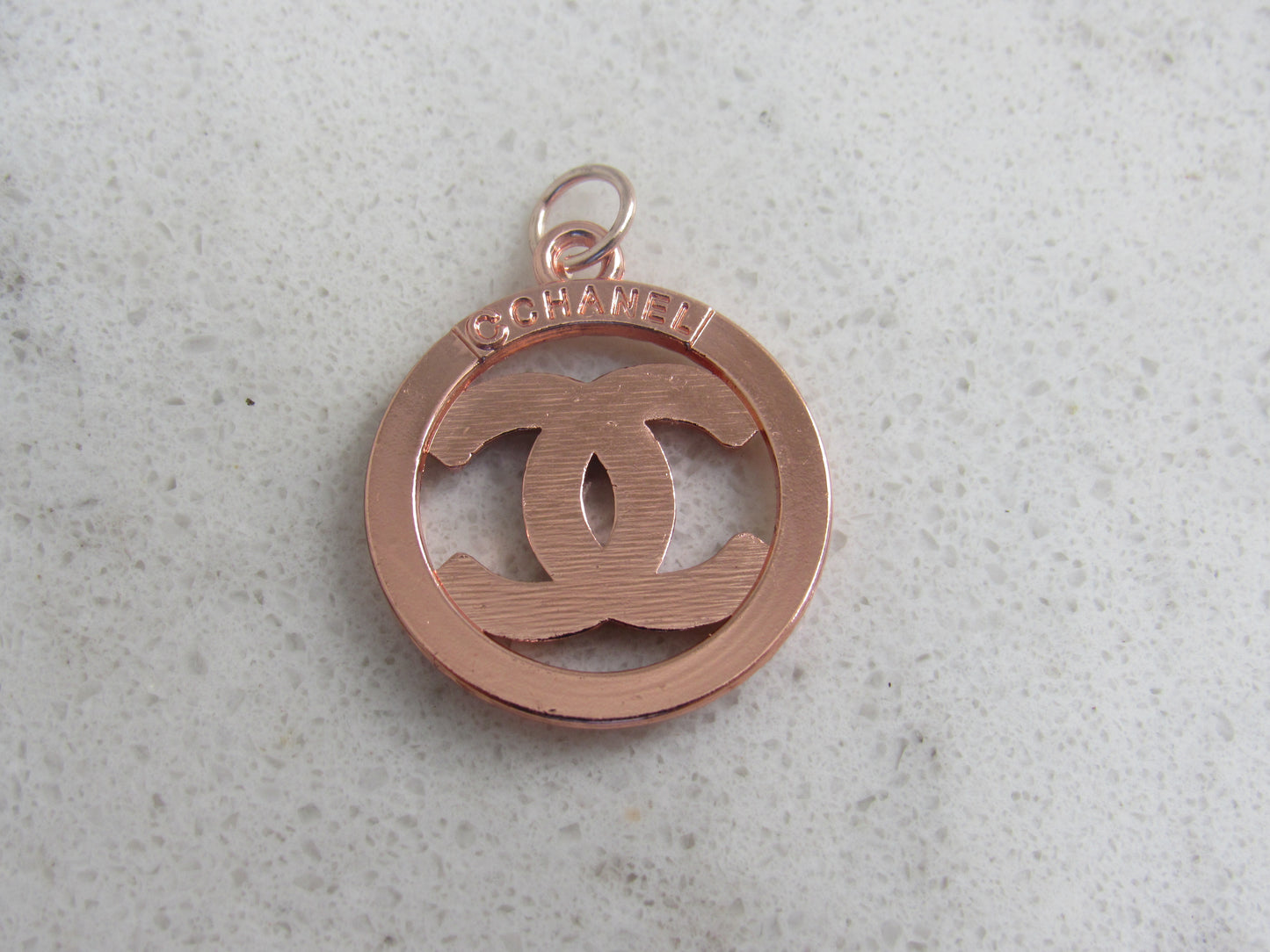 Chanel Rose Copper CC Charm Onyx Inlay Oval Stamped!