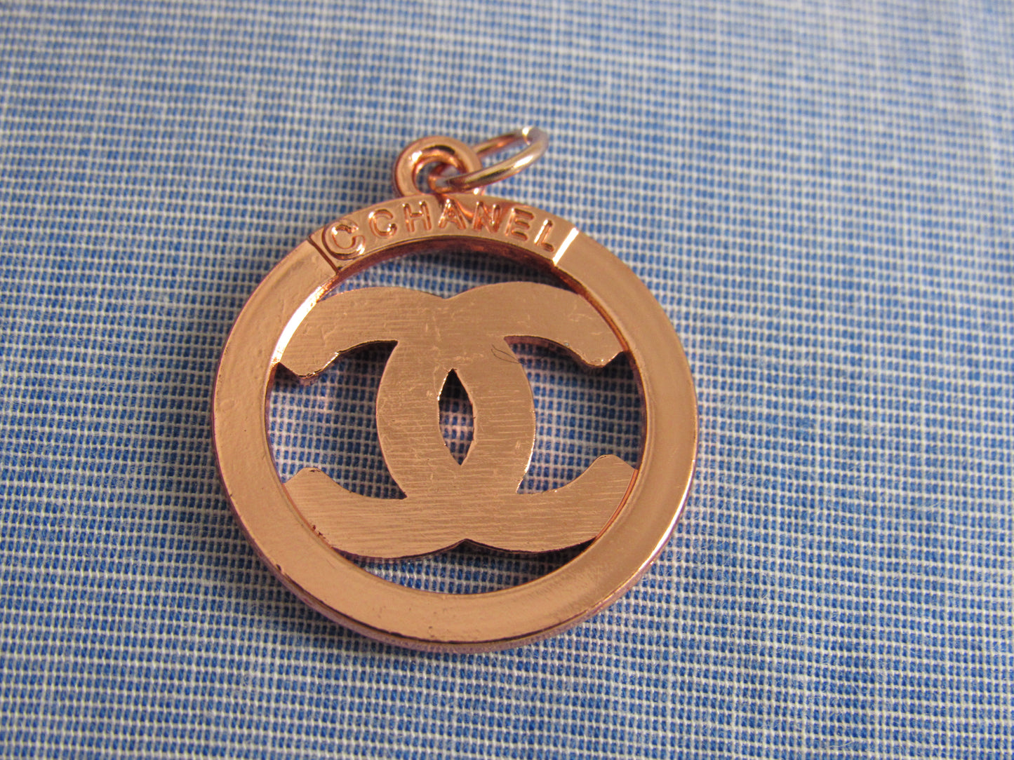 Chanel Copper Oval Retro CC Zipper Pull Charm White Crystal Inlaid Stamped Back!