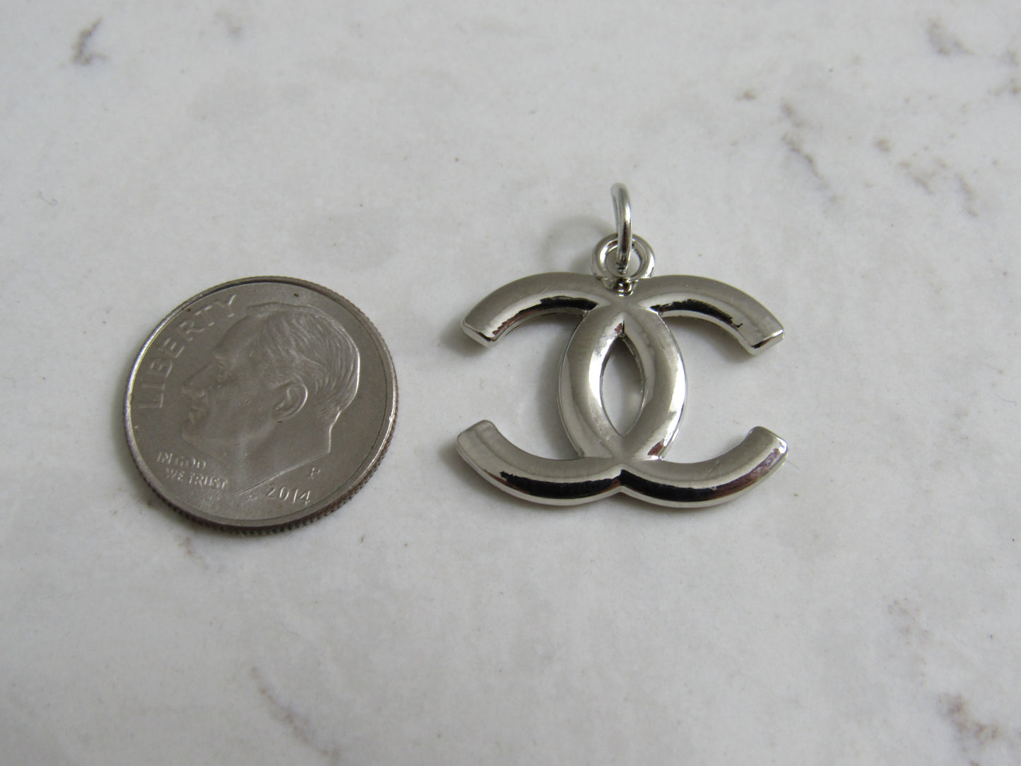 Vintage Silver Tone Chanel CC Zipper Pull Handbag Charm!