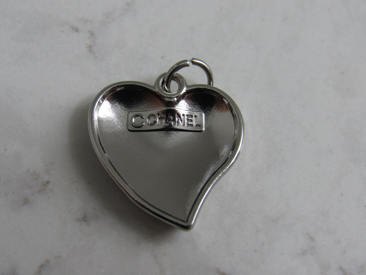 Chanel Abstract Silver And Pink Heart Zipper Pull Charm Stamped Back!