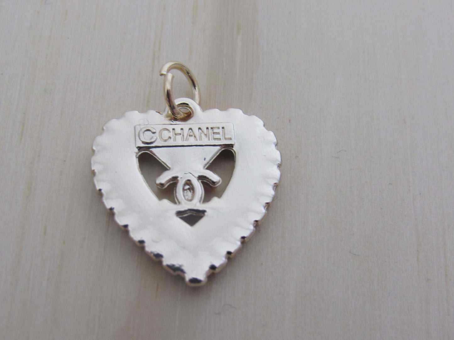 Chanel Retro Gold Tone And White Crystal Heart Zipper Pull Charm!