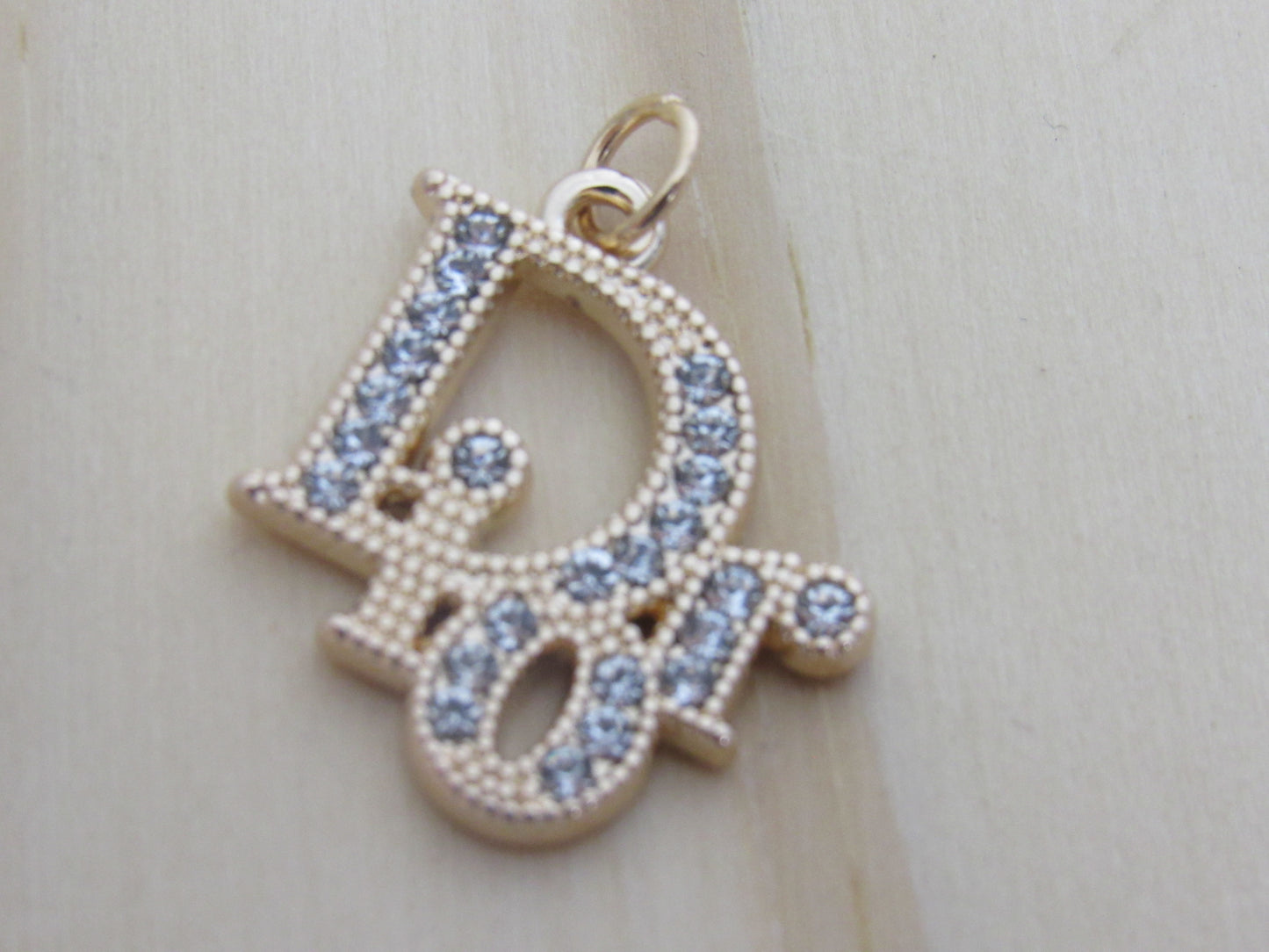 Dior Gold Crystal Rhinestone Iced Zipper Pull Charm!