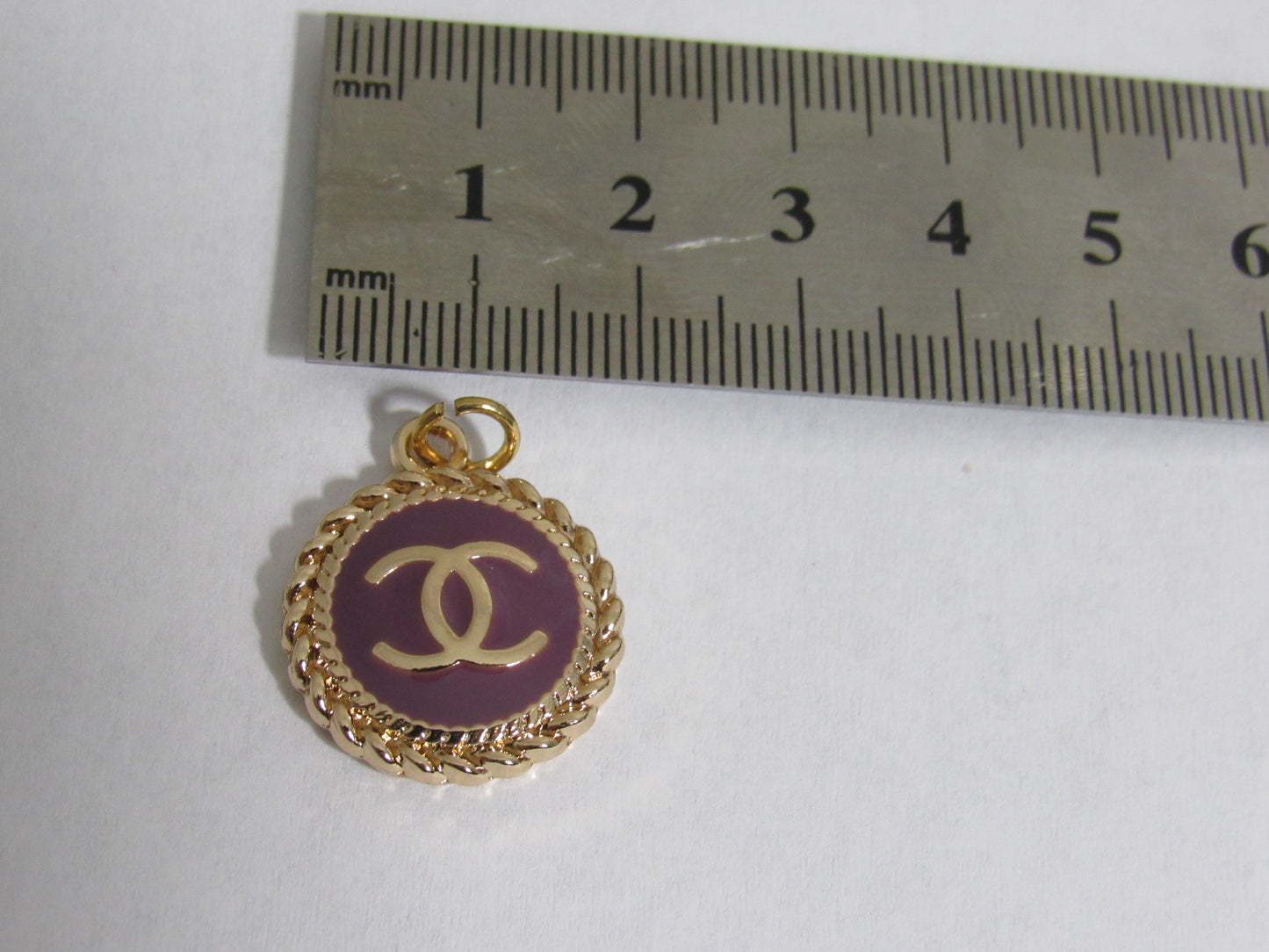 Chanel Purple And Gold Medallion Zipper Pull Charm Stamped!