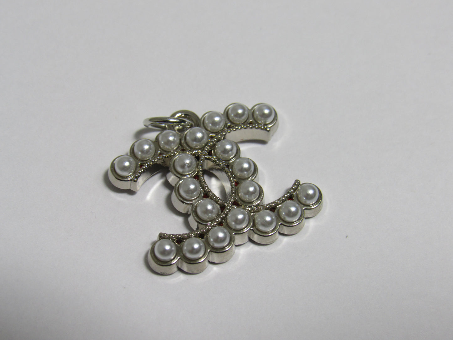 Chanel Silver Pearl Decked Zipper Pull Charm Stamped Back!