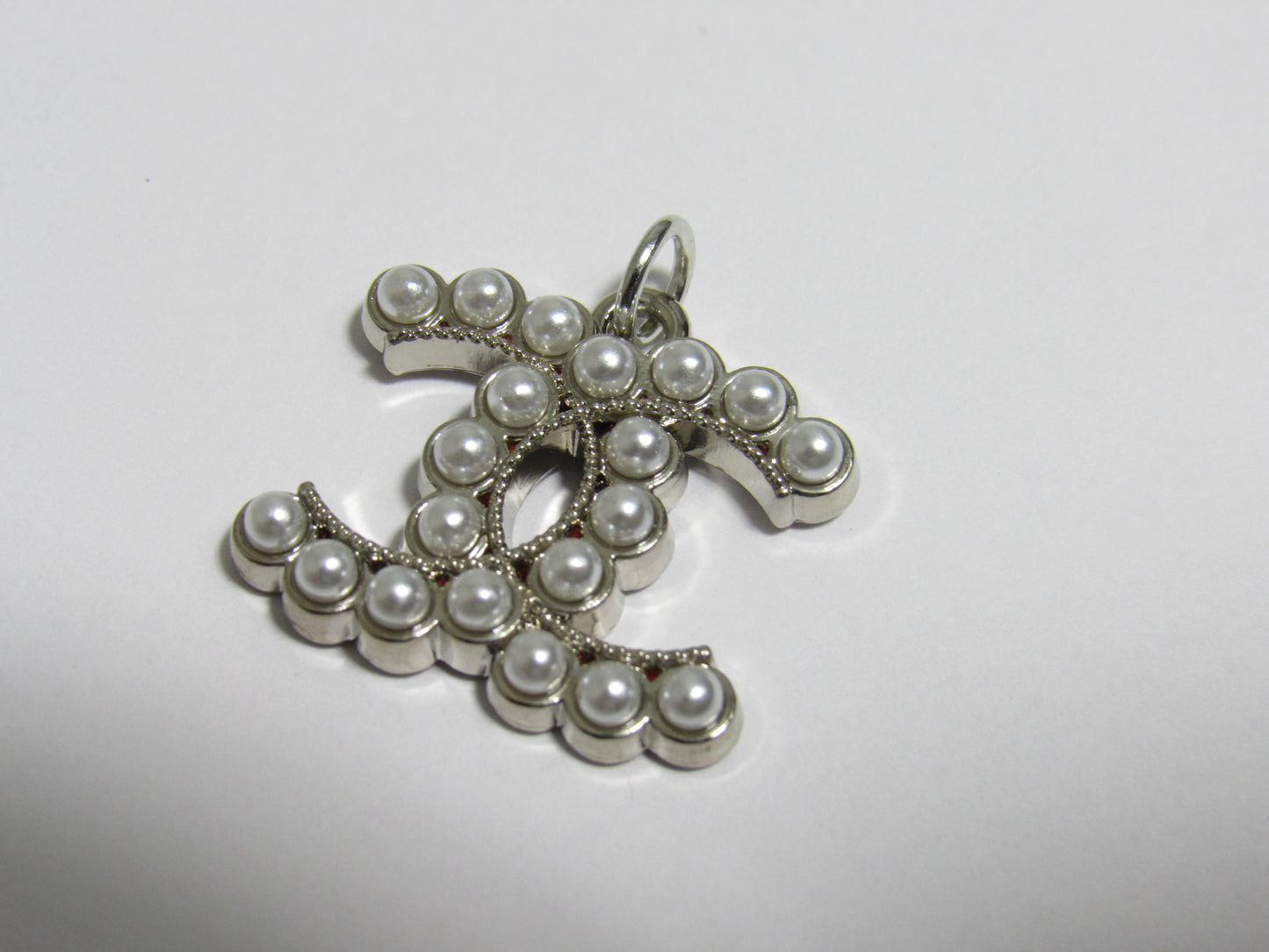 Chanel Silver Pearl Decked Zipper Pull Charm Stamped Back!