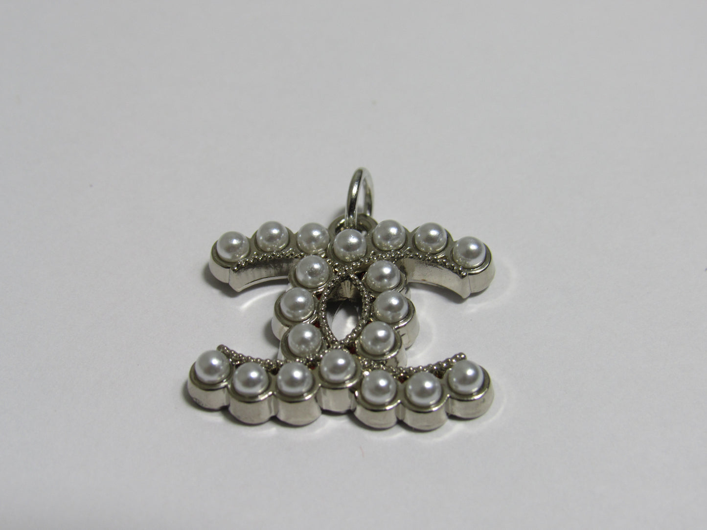 Chanel Silver Pearl Decked Zipper Pull Charm Stamped Back!