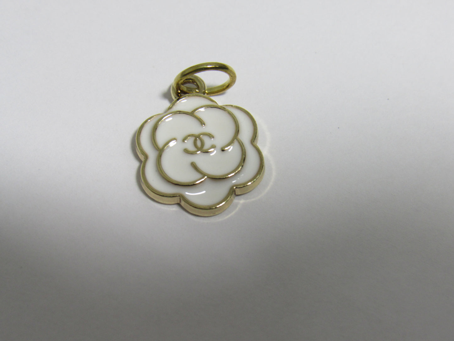 Chanel White And Gold Flower Zipper Pull Charm Stamped!