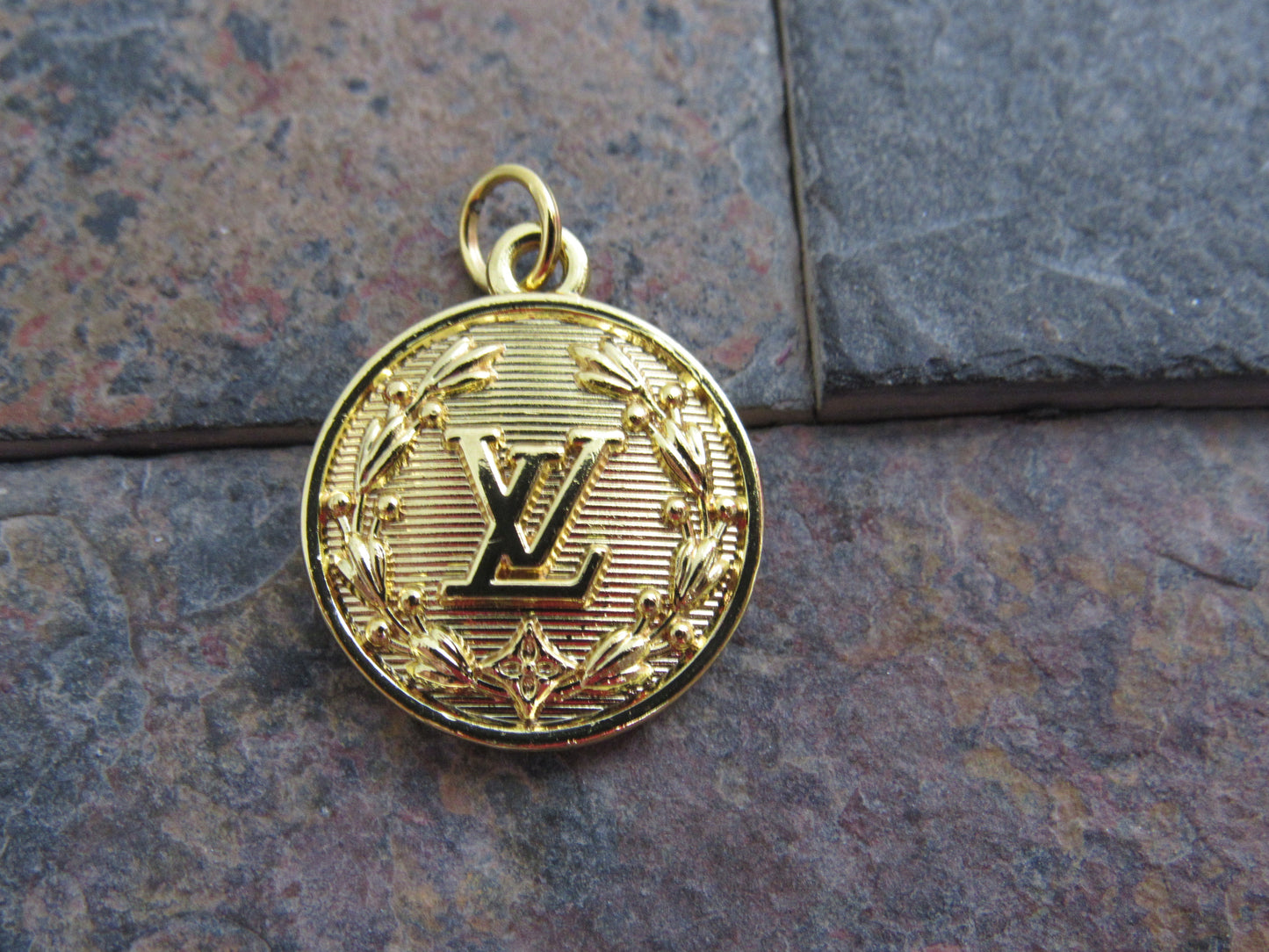 Louis Vuitton Gold Tone Engraved Medallion Zipper Pull Charm!