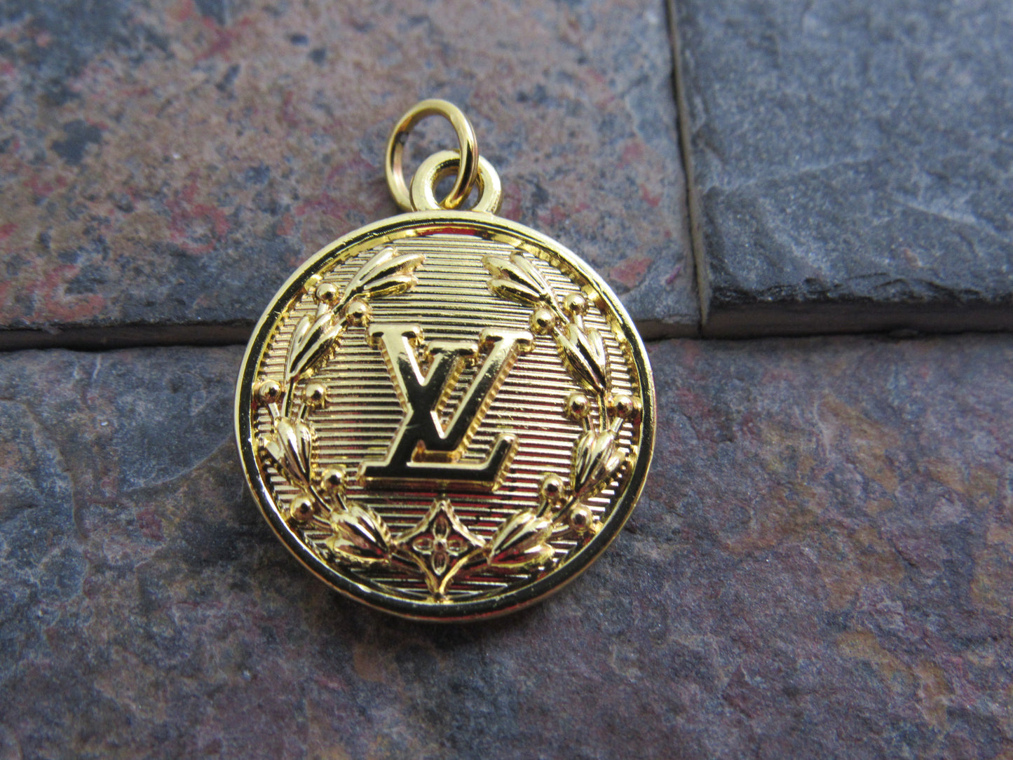 Louis Vuitton Gold Tone Engraved Medallion Zipper Pull Charm!
