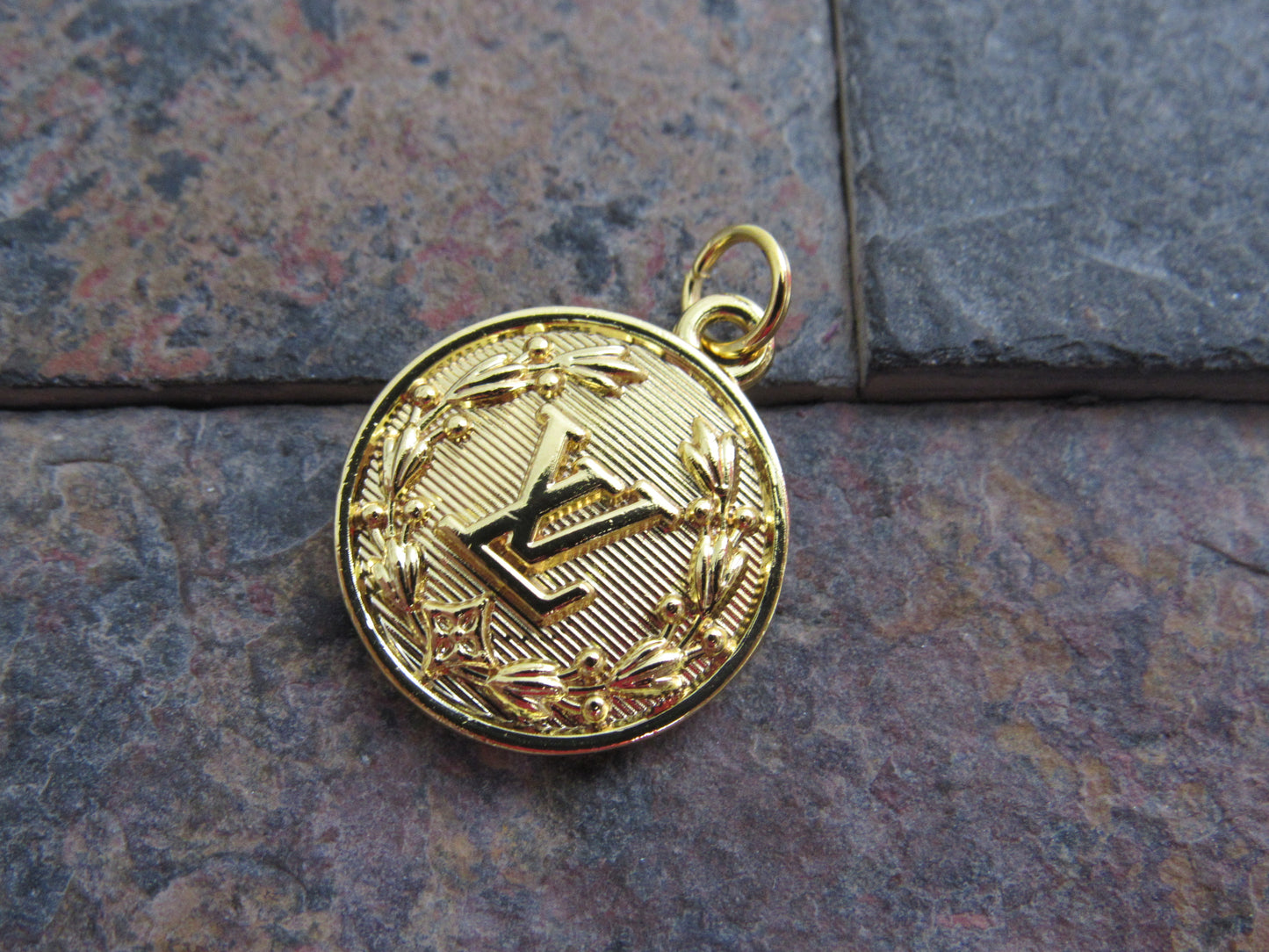 Louis Vuitton Gold Tone Engraved Medallion Zipper Pull Charm!