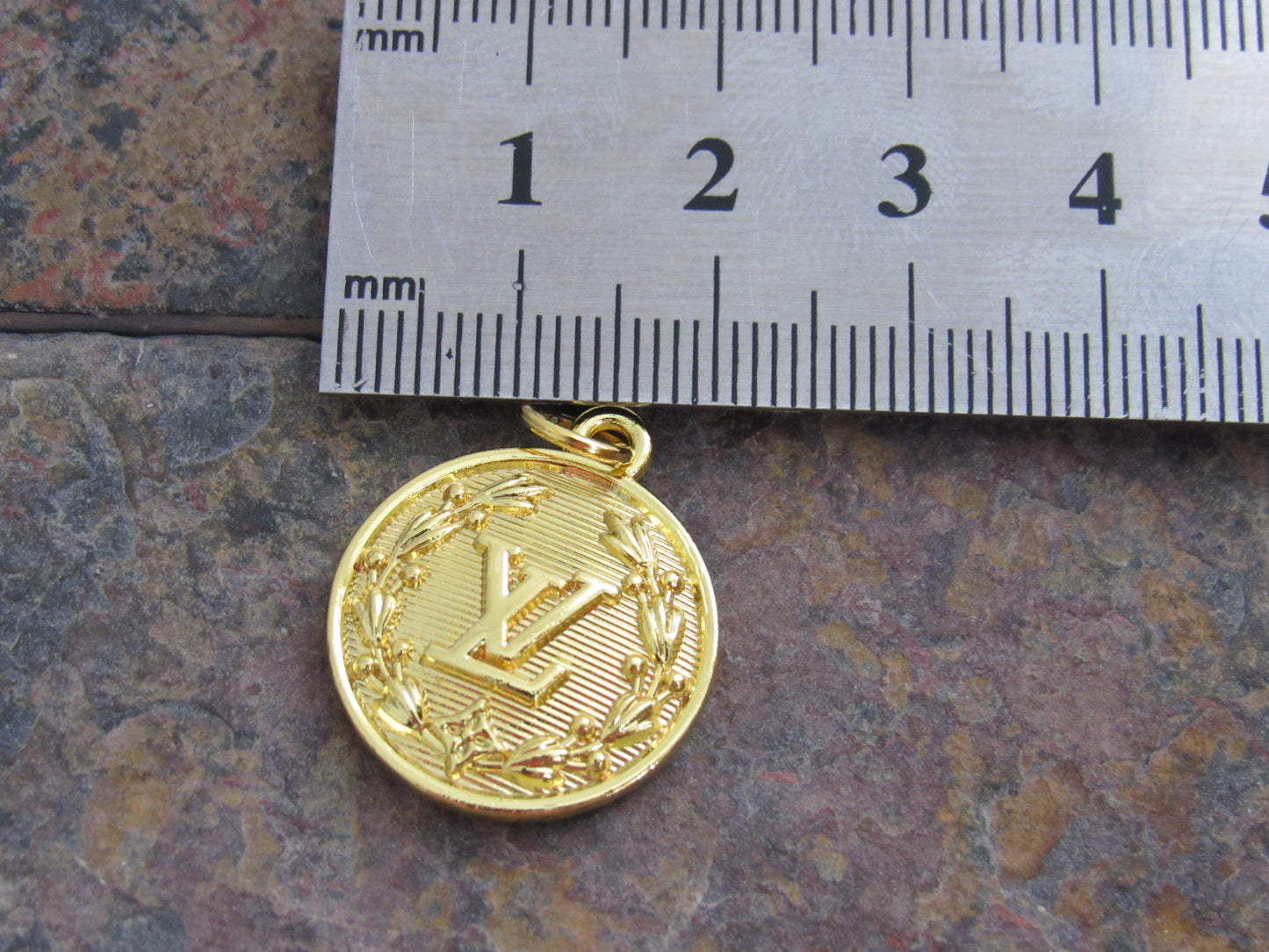 Louis Vuitton Gold Tone Engraved Medallion Zipper Pull Charm!
