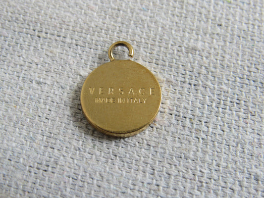 Versace Vintage Gold Tone Etched Medallion Coin Charm!