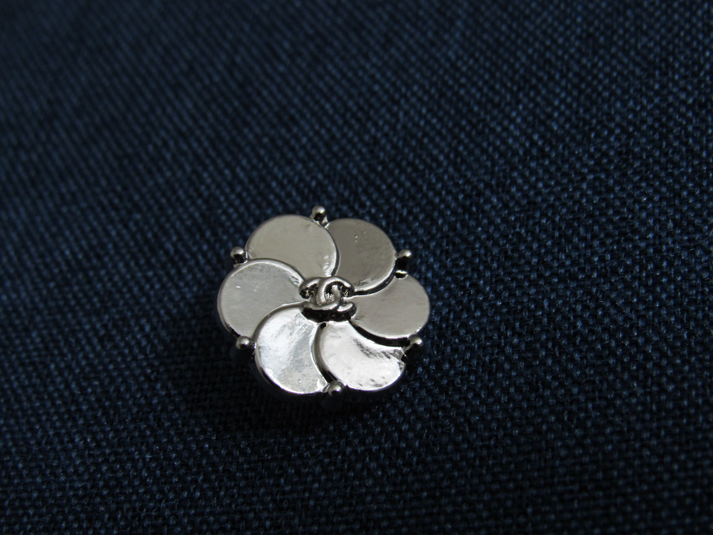 Chanel Retro Silver Tone Flower Button 15mm Stamped!