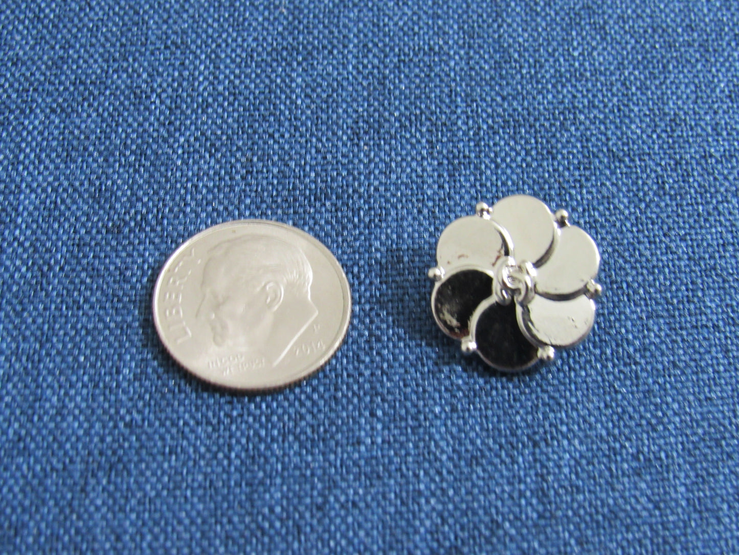 Chanel Retro Silver Tone Flower Button 15mm Stamped!