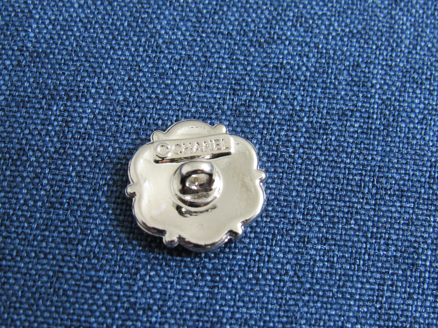 Chanel Retro Silver Tone Flower Button 15mm Stamped!