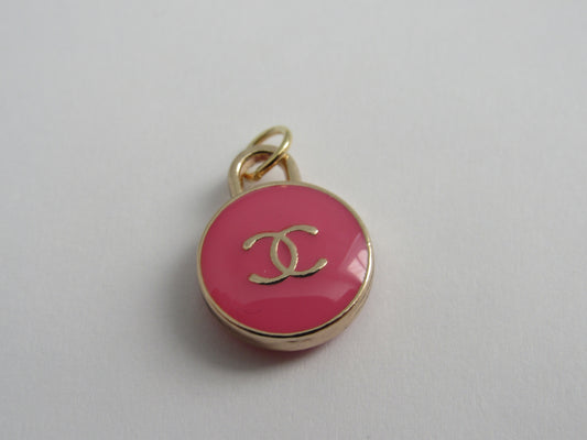 Chanel Double Sided Oval Enamel CC Zipper Pull Hot Pink And Gold!