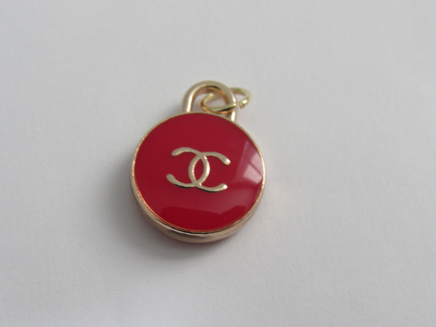 Chanel Red And Gold CC Enamel Oval Double Side Zipper Pull Charm!