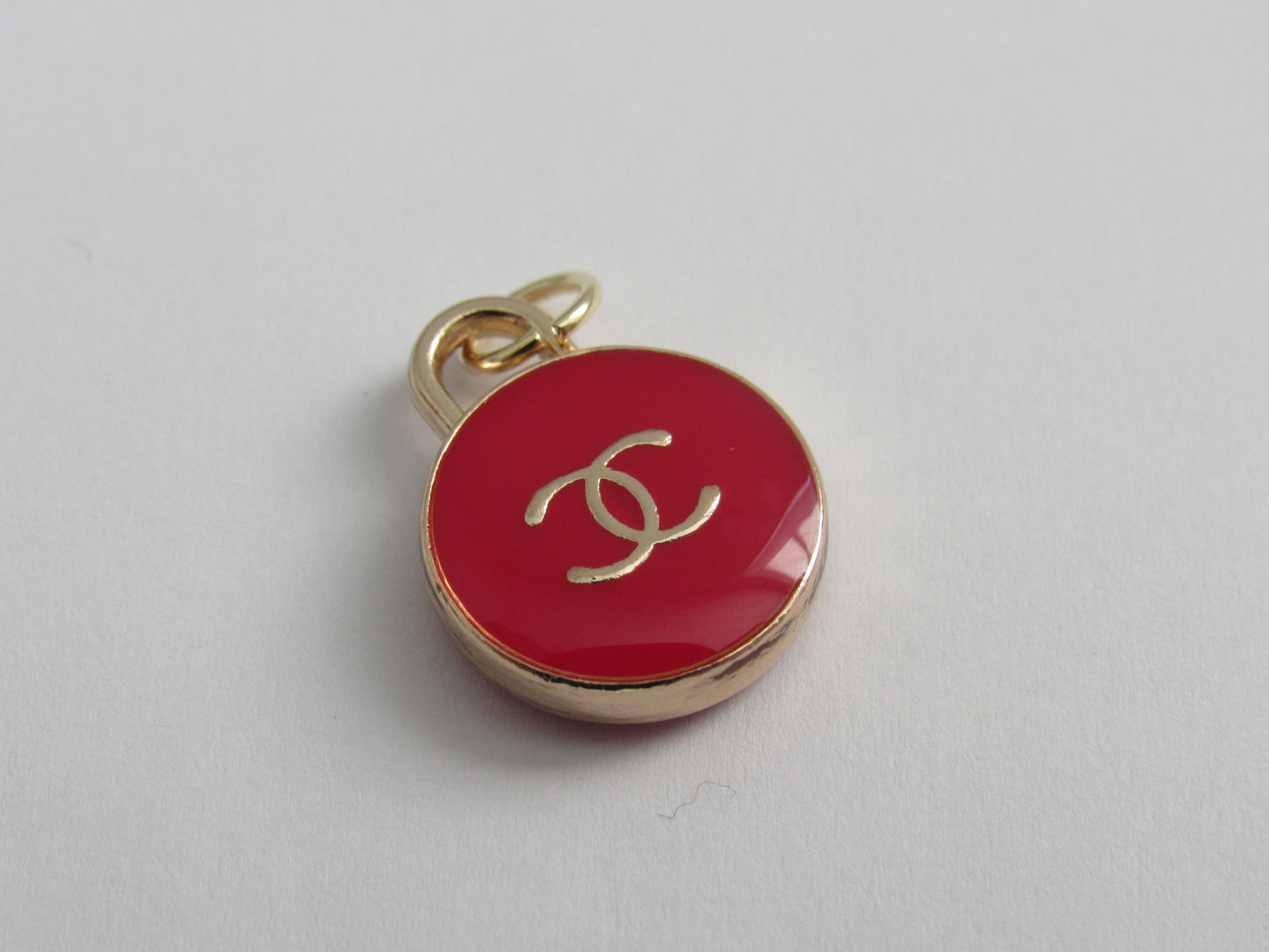 Chanel Red And Gold CC Enamel Oval Double Side Zipper Pull Charm!