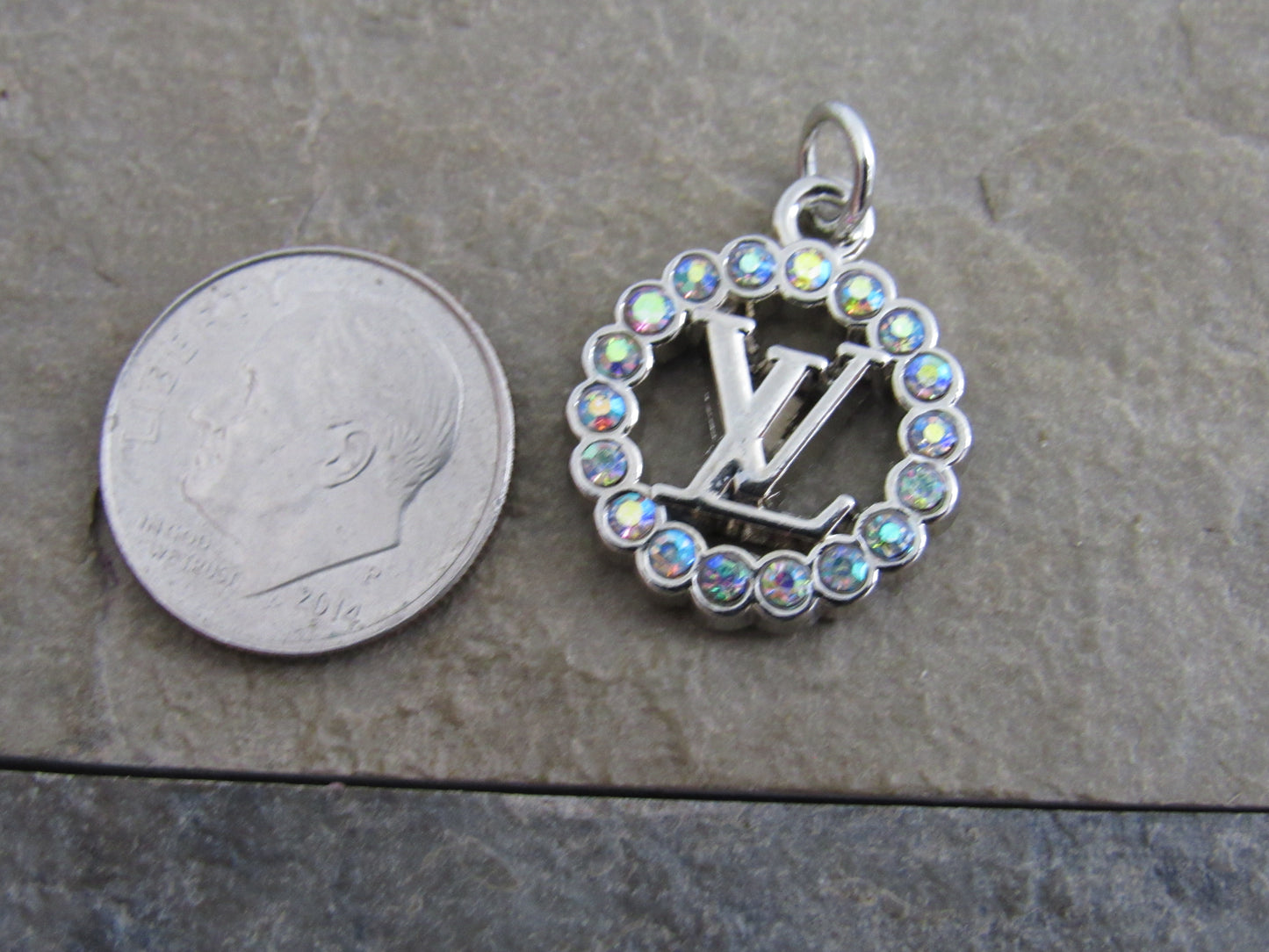 Louis Vuitton Clear Fire Crystal Silver Tone Oval Zipper Pull Charm!