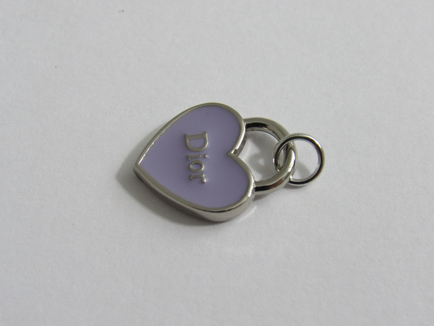 Dior Purple Lilac And Silver Baked Heart Charm Double Sided!