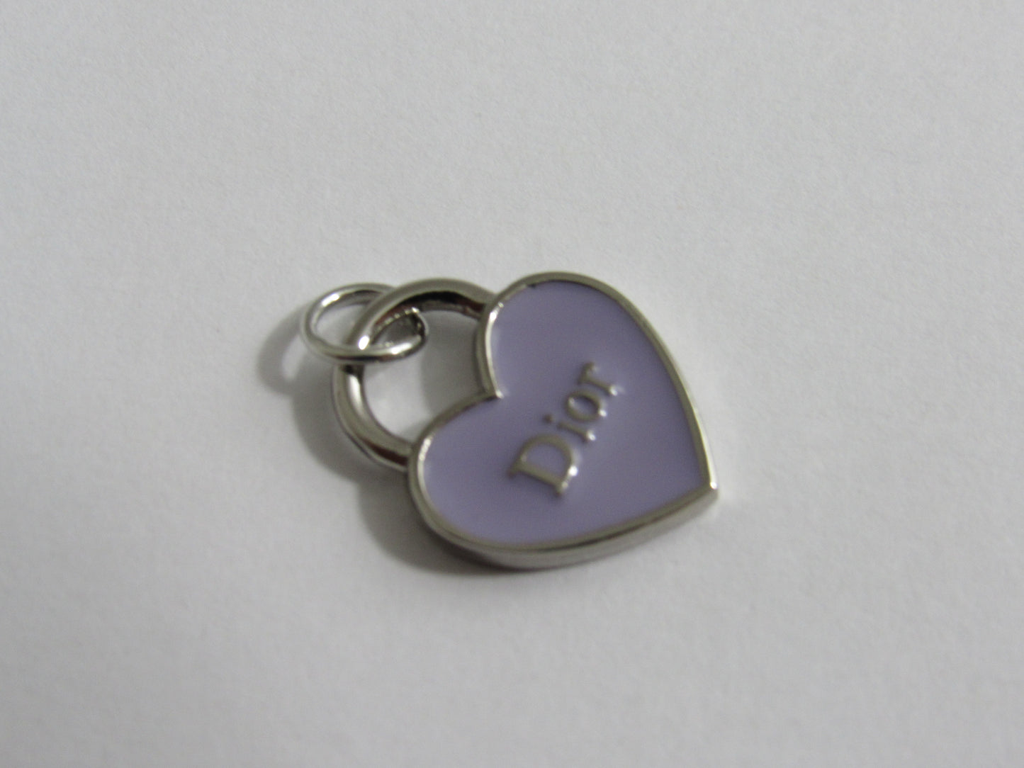 Dior Purple Lilac And Silver Baked Heart Charm Double Sided!