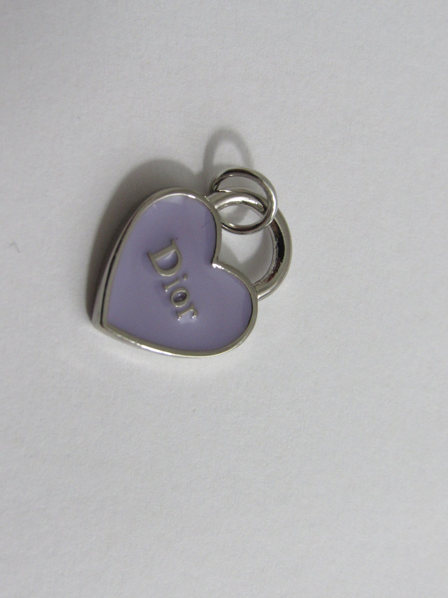 Dior Purple Lilac And Silver Baked Heart Charm Double Sided!