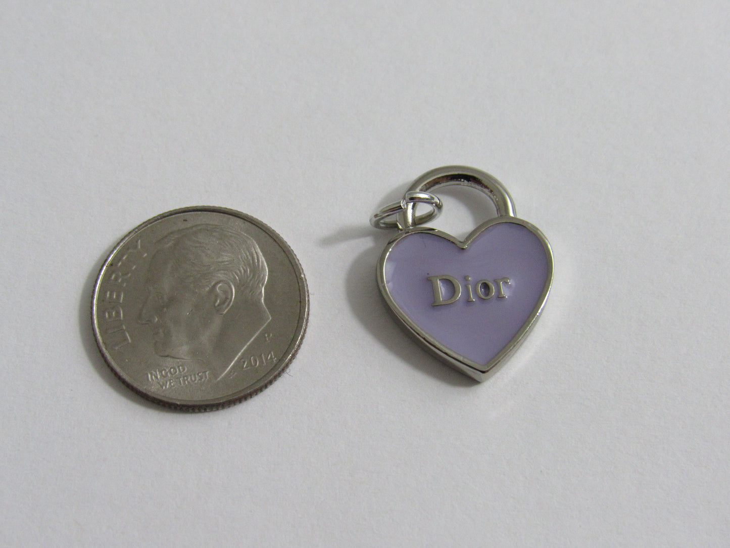 Dior Purple Lilac And Silver Baked Heart Charm Double Sided!