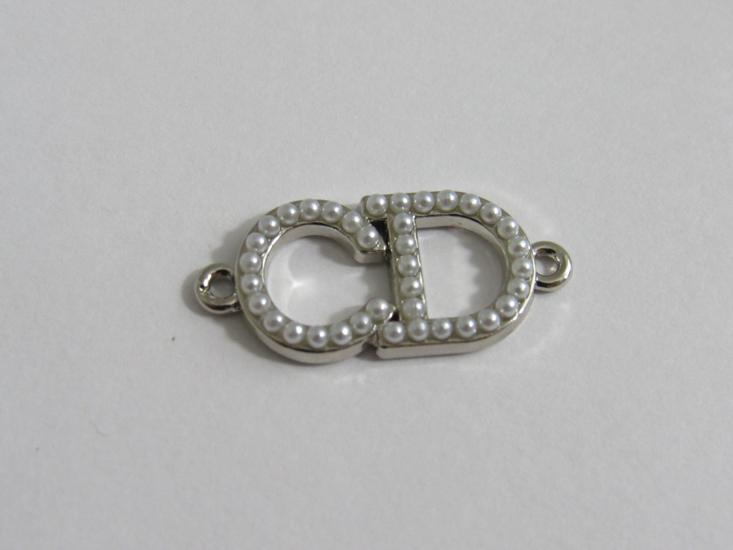 Christian Dior Silver Tone Pearl Lined Double Ended Zipper Pull Bracelet Charm!