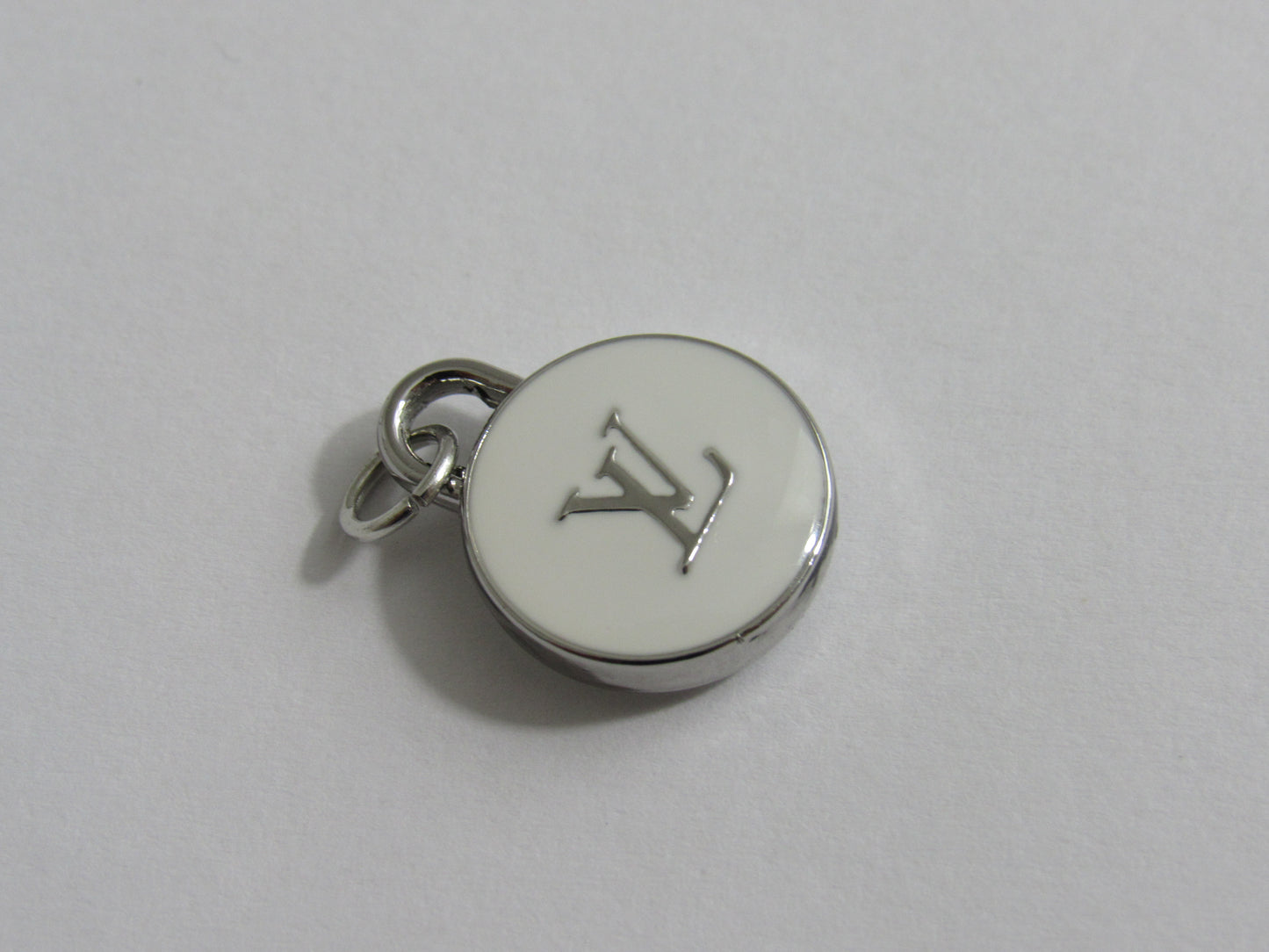 Louis Vuitton Cream White And Silver Tone 15mm Zipper Pull Charm Double Sided!