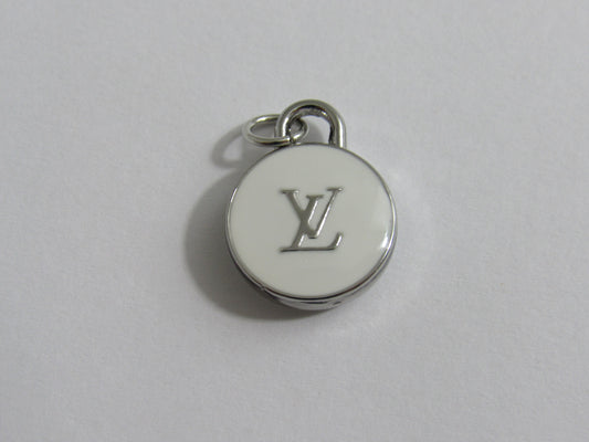 Louis Vuitton Cream White And Silver Tone 15mm Zipper Pull Charm Double Sided!