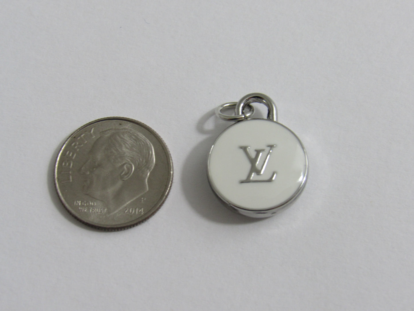 Louis Vuitton Cream White And Silver Tone 15mm Zipper Pull Charm Double Sided!