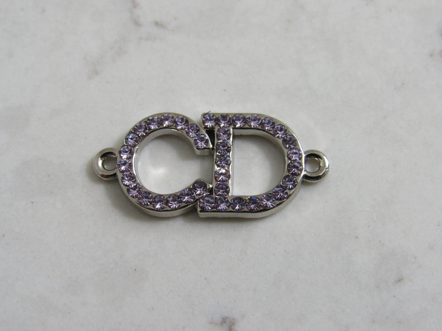 CD Christian Dior Purple Crystal Inlay Silver Tone Zipper Pull Charm!