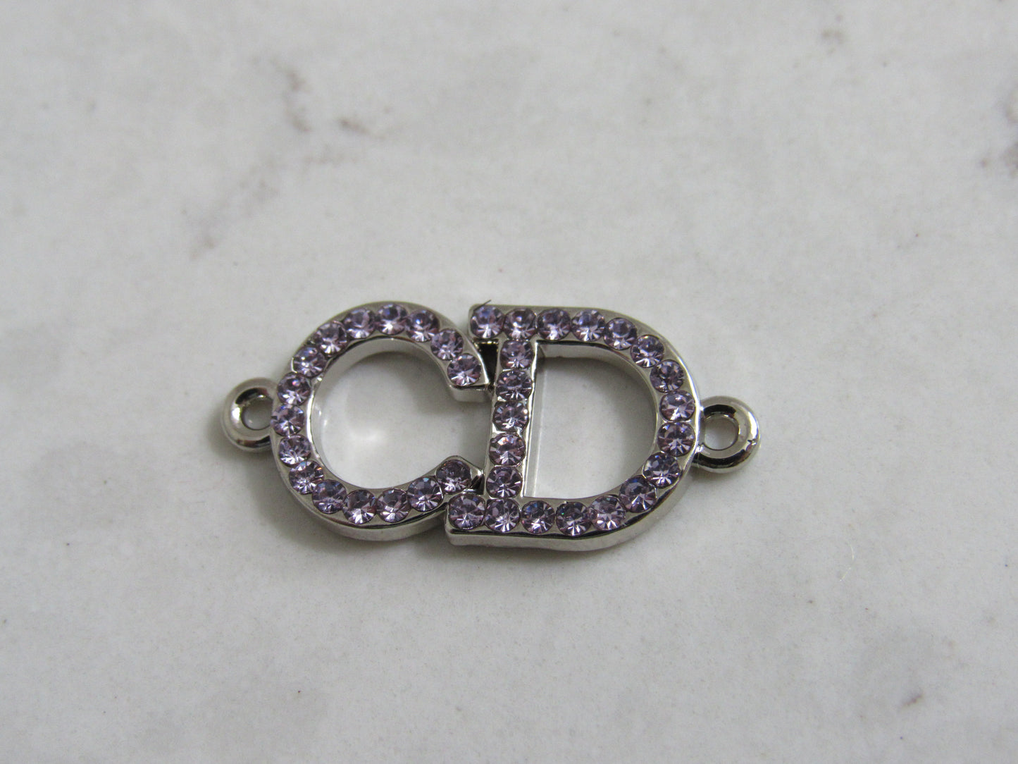 CD Christian Dior Purple Crystal Inlay Silver Tone Zipper Pull Charm!