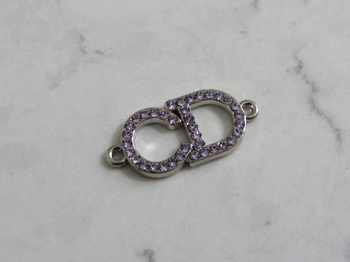 CD Christian Dior Purple Crystal Inlay Silver Tone Zipper Pull Charm!